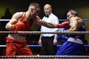 11 February 2017; Anthony Browne, left, of St Michael's Dublin, exchanges punches with Sean Allen of Arlow during their 81kg bout during the 2016 IABA Elite Boxing Championships at the National Stadium in Dublin. Photo by Cody Glenn/Sportsfile