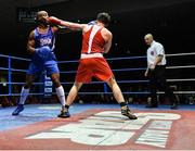 11 February 2017; Kenneth Okungbowa, left, of Athlone, exchanges punches with Cormac Long of Rathkeale in their 91kg bout during the 2016 IABA Elite Boxing Championships at the National Stadium in Dublin. Photo by Cody Glenn/Sportsfile