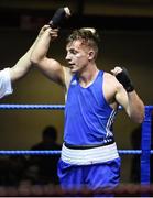 11 February 2017; Wayne Kelly of Ballynacargy is named victorious over Benaldo Marime of Holy Trinity during their 64kg bout during the 2016 IABA Elite Boxing Championships at the National Stadium in Dublin.  Photo by Cody Glenn/Sportsfile