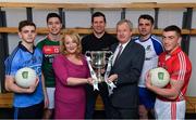 14 February 2017; In attendance at the launch of the 2017 EirGrid GAA Football Under 21 All-Ireland Championship, are from left, Cillian O’Shea of Dublin, Brian Reape, Mayo, Rosemary Steen, EirGrid Director of External Affairs, EirGrid U21 Football Ambassador Sean Cavanagh of Tyrone, Ard Stiúrthóir of the GAA Páraic Duffy, Mikey Murnaghan of Monaghan, Brian Reape of Mayo and Sean O’Donoghue of Cork. EirGrid, the state-owned company that manages and develops Ireland's electricity grid, enters its third year of sponsorship of this competition. It has a programme of activity, including the introduction of the EirGrid player of the provincial championship, planned to promote the Championship and recognise the talent on display at this grade. #EirGridGAA Photo by Brendan Moran/Sportsfile