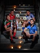 14 February 2017; In attendance at the launch of the 2017 EirGrid GAA Football Under 21 All-Ireland Championship, are from left, Brian Reape of Mayo, Sean O’Donoghue of Cork, Mikey Murnaghan of Monaghan and Cillian O’Shea of Dublin. EirGrid, the state-owned company that manages and develops Ireland's electricity grid, enters its third year of sponsorship of this competition. It has a programme of activity, including the introduction of the EirGrid player of the provincial championship, planned to promote the Championship and recognise the talent on display at this grade. #EirGridGAA Photo by Brendan Moran/Sportsfile