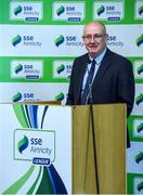 14 February 2017; Fran Gavin, Competition Director, Football Association of Ireland, speaking at the SSE Airtricity League Launch 2017 at the Aviva Stadium in Lansdowne Road in Dublin. Photo by David Maher/Sportsfile