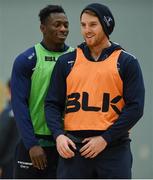 14 February 2017; Niyi Adeolokun, left, and Jake Heenan of Connacht during squad training at the Kingfisher Gym in Galway. Photo by Diarmuid Greene/Sportsfile
