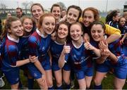 14 February 2017; Coláiste na Trócaire Rathkeale players celebrate their victory in the Bank of Ireland FAI Schools Senior Girls National Cup Final match between Sacred Heart School Westport and Coláiste na Trócaire Rathkeale at Home Farm FC in Whitehall, Dublin. Photo by Cody Glenn/Sportsfile