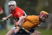 14 February 2017; AJ Murphy of DCU Dóchas Éireann in action against Seamus Kennedy of University College Cork during the Independent.ie HE GAA Fitzgibbon Cup Quarter-Final match between University College Cork and DCU Dóchas Éireann at Mardyke in Cork. Photo by Eóin Noonan/Sportsfile