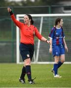 14 February 2017; Referee Deirdre Nolan during the Bank of Ireland FAI Schools Senior Girls National Cup Final match between Sacred Heart School Westport and Coláiste na Trócaire Rathkeale at Home Farm FC in Whitehall, Dublin. Photo by Cody Glenn/Sportsfile
