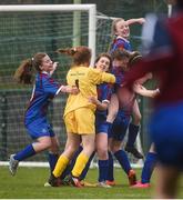 14 February 2017; Coláiste na Trócaire Rathkeale players celebrate at the final whistle during the Bank of Ireland FAI Schools Senior Girls National Cup Final match between Sacred Heart School Westport and Coláiste na Trócaire Rathkeale at Home Farm FC in Whitehall, Dublin. Photo by Cody Glenn/Sportsfile