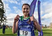 15 February 2017; Ava O'Connor of South Scoil Chriost Ri after winning the Minor Girls final 1500m race during the Irish Life Health Leinster Schools Cross Country at Santry Demesne in Santry, Co Dublin. Photo by David Maher/Sportsfile