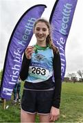 15 February 2017; Aine Kirwan of Loreto, Kilkenny, after winning the Junior Girls 2000m race at the Irish Life Health Leinster Schools Cross Country at Santry Demesne in Santry, Co Dublin. Photo by David Maher/Sportsfile