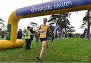 15 February 2017; Sean Donoghue of St Declans CBS after winning the Junior Boys 3000m race the Irish Life Health Leinster Schools Cross Country at Santry Demesne in Santry, Co Dublin. Photo by David Maher/Sportsfile