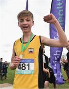 15 February 2017; Sean Donoghue of St Declans CBS after winning the Junior Boys 3000m race the Irish Life Health Leinster Schools Cross Country at Santry Demesne in Santry, Co Dublin. Photo by David Maher/Sportsfile