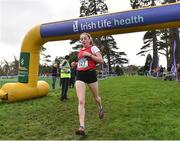 15 February 2017; Sarah Healy of Holy Child, Kilkenny, crosses the line to win the Intermediate Girls 3500m final during the Irish Life Health Leinster Schools Cross Country at Santry Demesne in Santry, Co Dublin. Photo by David Maher/Sportsfile