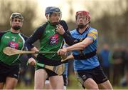 15 February 2017; Kieran Bennett of LIT in action against DJ Foran of UCD during the Independent.ie HE GAA Fitzgibbon Cup Quarter-Final between Limerick IT and University College Dublin at Limerick IT in Limerick. Photo by Diarmuid Greene/Sportsfile