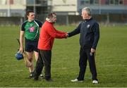 15 February 2017; LIT manager Davy Fitzgerald and UCD manager Nicky English exchange a handshake after the Independent.ie HE GAA Fitzgibbon Cup Quarter-Final between Limerick IT and University College Dublin at Limerick IT in Limerick. Photo by Diarmuid Greene/Sportsfile