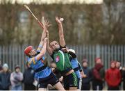 15 February 2017; Peter Duggan of LIT in action against Tadhg Burke of UCD during the Independent.ie HE GAA Fitzgibbon Cup Quarter-Final between Limerick IT and University College Dublin at Limerick IT in Limerick. Photo by Diarmuid Greene/Sportsfile