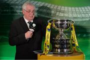 15 February 2017; Tony Fitzgerald, FAI President, speaking during the FAI Junior Cup Quarter Final Launch and Draw at the Aviva Stadium in Lansdown Road, Co. Dublin. Photo by Cody Glenn/Sportsfile