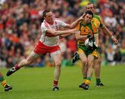 17 July 2011; Mark McHugh, Donegal, in action against Joe Diver, Derry. Ulster GAA Football Senior Championship Final, Derry v Donegal, St Tiernach's Park, Clones, Co. Monaghan. Picture credit: Oliver McVeigh / SPORTSFILE