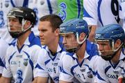10 July 2011; Waterford players, from right, Shane Walsh, Pauric Mahony, Michael Walsh and Eoin McGrath pose during the team photograph. Munster GAA Hurling Senior Championship Final, Waterford v Tipperary, Pairc Ui Chaoimh, Cork. Picture credit: Stephen McCarthy / SPORTSFILE