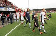 14 July 2011; Fulham's Danny Murphy leads his side out for the start of the game. UEFA Europa League, Second Qualifying Round, 1st Leg, Crusaders v Fulham, Seaview, Belfast, Co. Antrim. Picture credit: Oliver McVeigh / SPORTSFILE
