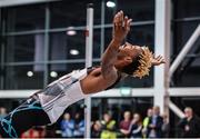 15 February 2017; Jamal Wilson of Bahamas celebrates winning the Senior Men's High Jump the AIT International Athletics Grand Prix at the AIT International Arena in Athlone, Co. Westmeath. Photo by Sam Barnes/Sportsfile