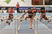 15 February 2017; Athletes from left, Elin Westerlund of Sweden, Jacquelyn Coward of USA and Sharika Nelvis of USA competing in the Senior Women's 60m Hurdles during the AIT International Athletics Grand Prix at the AIT International Arena in Athlone, Co. Westmeath. Photo by Sam Barnes/Sportsfile