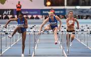 15 February 2017; Athletes, from left, Christina Manning of USA, Sally Pearson of Australia and Lily-Ann O'Hora of Ireland in action during the Women's 60m Hurdles at the AIT International Athletics Grand Prix at the AIT International Arena in Athlone, Co. Westmeath. Photo by Sam Barnes/Sportsfile