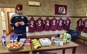 12 February 2017; A general view of Cathal Walsh, son of Galway manager Kevin Walsh setting up the Galway dressing room beforethe Allianz Football League Division 2 Round 2 game between Fermanagh and Galway at Brewster Park in Enniskillen, Co. Fermanagh. Photo by Oliver McVeigh/Sportsfile