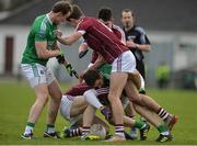 12 February 2017; Damien Comer and Manus Breathnach of Galway in action against Che Cullen and Ryan McCluskey of Fermanagh during the Allianz Football League Division 2 Round 2 game between Fermanagh and Galway at Brewster Park in Enniskillen, Co. Fermanagh. Photo by Oliver McVeigh/Sportsfile