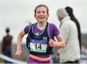 16 February 2017; Sarah Hosey of Castletroy College, Co. Limerick, crossing the line to win the Minor Girls 2000m race at the Irish Life Health Munster Schools Cross Country at Tramore Valley Park in Cork City. Photo by Eóin Noonan/Sportsfile