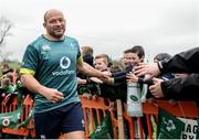 17 February 2017; Rory Best of Ireland high fives supporters prior to an open training session at the Monaghan RFC grounds in Co. Monaghan. Photo by Seb Daly/Sportsfile