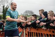 17 February 2017; Rory Best of Ireland high fives supporters prior to an open training session at the Monaghan RFC grounds in Co. Monaghan. Photo by Seb Daly/Sportsfile