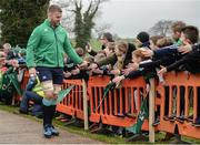 17 February 2017; Sean O'Brien of Ireland high fives supporters prior to an open training session at the Monaghan RFC grounds in Co. Monaghan. Photo by Seb Daly/Sportsfile