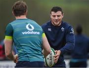 17 February 2017; Robbie Henshaw of Ireland, right, during an open training session at the Monaghan RFC grounds in Co. Monaghan. Photo by Seb Daly/Sportsfile