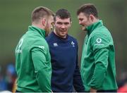 17 February 2017; Ireland players, from left, Sean O'Brien, Peter O'Mahony and Donnacha Ryan during an open training session at the Monaghan RFC grounds in Co. Monaghan. Photo by Seb Daly/Sportsfile