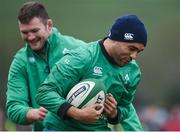 17 February 2017; Simon Zebo, right, and Donnacha Ryan of Ireland during an open training session at the Monaghan RFC grounds in Co. Monaghan. Photo by Seb Daly/Sportsfile