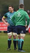 17 February 2017; CJ Stander, left, and Sean O'Brien of Ireland during an open training session at the Monaghan RFC grounds in Co. Monaghan. Photo by Seb Daly/Sportsfile