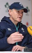 17 February 2017; Ireland head coach Joe Schmidt speaking following an open training session at the Monaghan RFC grounds in Co. Monaghan. Photo by Seb Daly/Sportsfile