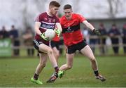 17 February 2017; Cathal McShane of St Mary's University College in action against Jason Foley of University College Cork during the Independent.ie HE GAA Sigerson Cup semi-final match between St Mary's University College and University College Cork at the Connacht GAA Centre in Bekan, Co. Mayo. Photo by Matt Browne/Sportsfile