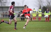 17 February 2017; Cathal Bambury of University College Cork scores his side's second goal during the Independent.ie HE GAA Sigerson Cup semi-final match between St Mary's University College and University College Cork at the Connacht GAA Centre in Bekan, Co. Mayo. Photo by Matt Browne/Sportsfile