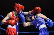 17 February 2017; Kristina O’Hara of St. John Bosco A, right, exchanges punches with Shannon Sweeney of St. Annes during their 48KG bout at the 2017 IABA Elite Boxing Championship finals in the National Stadium, Dublin. Photo by Eóin Noonan/Sportsfile