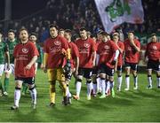17 February 2017;  Dundalk team walk out for the start of the game against of Cork City during the President's Cup match between Dundalk and Cork City at Turner's Cross in Cork. Photo by David Maher/Sportsfile