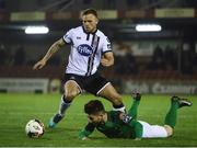 17 February 2017; Paddy Barrett of Dundalk in action against Sean Maguire of Cork City during the President's Cup match between Dundalk and Cork City at Turner's Cross in Cork. Photo by David Maher/Sportsfile