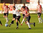 22 July 2011; Keith Ward, Dundalk, in action against Barry Molloy, Derry City. Derry City v Dundalk - Airtricity League Premier Division, Brandywell, Derry. Picture Credit: Oliver McVeigh / SPORTSFILE