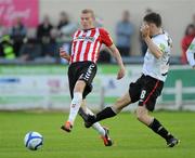 22 July 2011; James McClean, Derry City, in action against Stephen Maher, Dundalk. Derry City v Dundalk - Airtricity League Premier Division, Brandywell, Derry. Picture Credit: Oliver McVeigh / SPORTSFILE