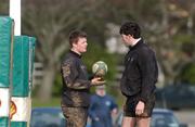26 February 2002; Shane Horgan, right, and Brian O'Driscoll during Ireland Rugby squad training at Dr Hickey Park in Greystones, Wicklow. Photo by Matt Browne/Sportsfile