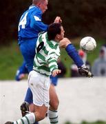 27 February 2002; Stephen Grant of Shamrock Rovers in action against Conor Moran of Limerick during the eircom League Cup Semi-Final match between Limerick and Shamrock Rovers at Jackman Park in Limerick. Photo by David Maher/Sportsfile
