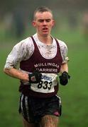 24 February 2002; Mark Christie of Mullingar Harriers AC on his way to winning the Junior Men's race during the Inter Club Cross Country Championships of Ireland at the ALSAA Complex in Dublin. Photo by Ray Lohan/Sportsfile