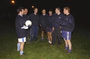 13 December 2001; Derek Mulhall, extreme left, assistant manager, pictured with fellow players during a Garda FC training session at Westmanstown Sports and Conference Centre in Lucan, Dublin. Photo by Damien Eagers/Sportsfile
