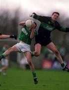 2 March 2002; Paul Mulligan of Charlestown Sarsfield iields a high ball ahead of Kevin Cahill of Nemo Rangers during the AIB GAA Football All-Ireland Senior Club Championship Semi-Final match between Nemo Rangers and Charlestown Sarsfield at McDonagh Park in Nenagh, Tipperary. Photo by Damien Eagers/Sportsfile