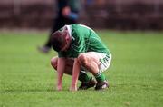 2 March 2002; Paul Mulligan of Charlestown Sarsfield following his side's defeat during the AIB GAA Football All-Ireland Senior Club Championship Semi-Final match between Nemo Rangers and Charlestown Sarsfield at McDonagh Park in Nenagh, Tipperary. Photo by Damien Eagers/Sportsfile